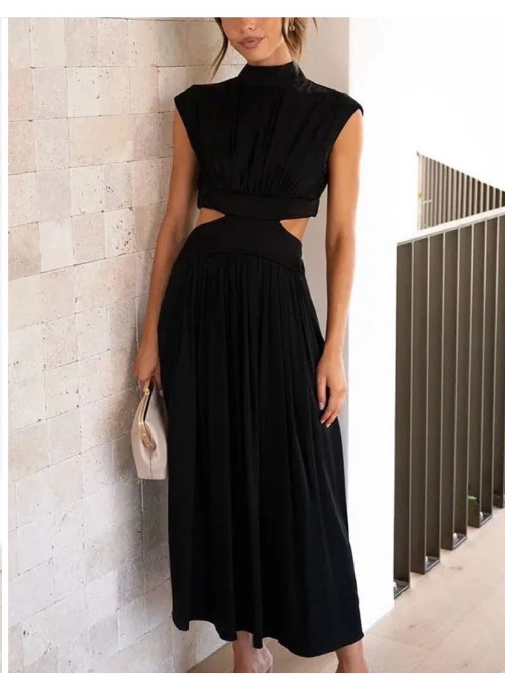 Black Cutout Midi Dress - Women's
